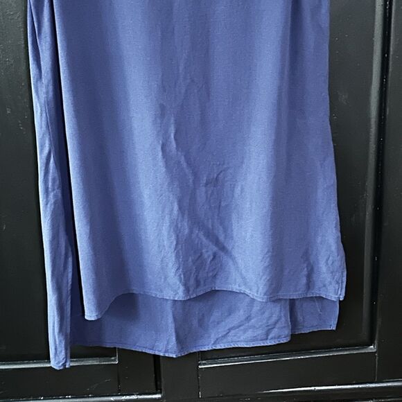 Eileen Fisher Silk Tunic Top Size XS Navy Blue Sleeveless Long Tank System - Picture 3 of 7